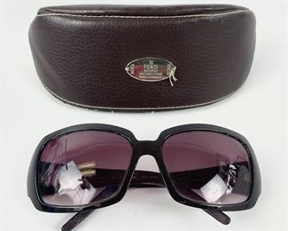 Fendi Purple Leather Stitch Sunglasses W/ Case
