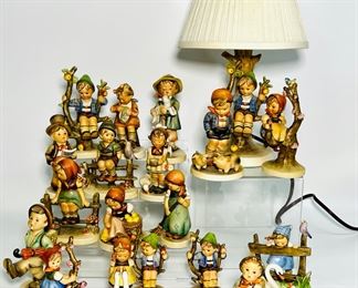 Huge Lot Of Assorted Goebel Hummel Collectible Porcelain Table lamp & Figurines.
