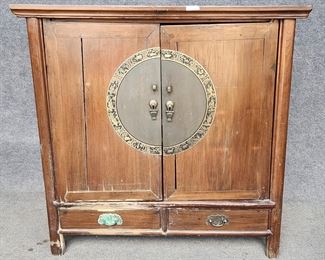 Early 20th C Hand Made Chinese 2 Door Cabinet
