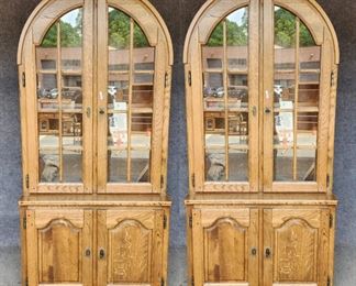 Pair Mintjens 2 Piece Cupboard Lighted Cabinets Made in Belgium
