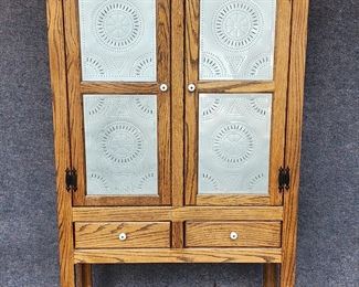Vintage 2 Door Pie Safe Nice Tin Design - Great Condition!
