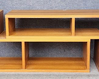 Mid Century Modern Teak 2 Piece Adjustable Bookcase MCM
