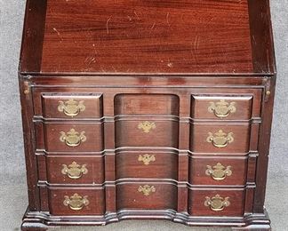20th Century Maddox Furniture Solid Mahogany Slant Front Desk Serpentine Front
