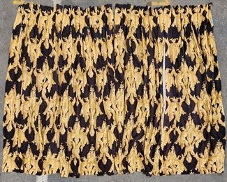 4 Panels High Quality Designer Fantastic Acanthus Leaf Silk Blend Long Designer Curtain Panesl Drapes Textile Panels Cotton Lining
