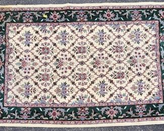 Vintage Indian Wool Area Rug Green
