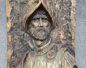 Large 1950s Vanguard High Relief Captain Soldier Wall Hanging Art
