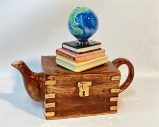 1994 Tony Carter Atlas of the World Decorative Ceramic Teapot Made in England

