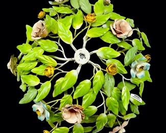 Wonderful Vintage Italian Tole Metal floral Flowers Lamp Shade Chandelier or bowl
