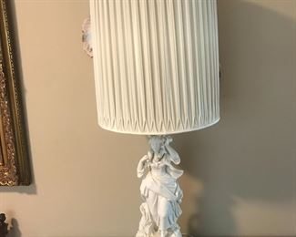 Parian Lamp. Damage on the right arm.