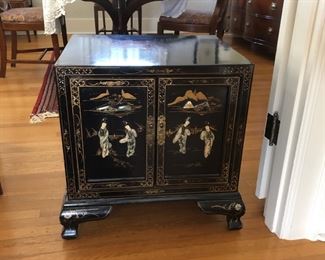 Black Lacquered French Style Asian Cabinet/Dresser