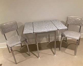 1950's Formica Drop Leaf Dining Table and Chairs
