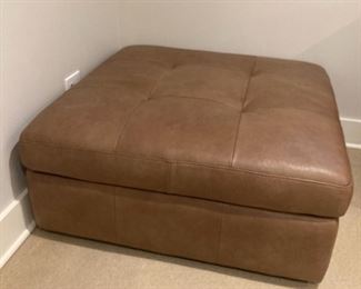 Brown Leather Ottoman 