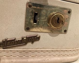 Set of White Vintage Travel Joy Suitcases