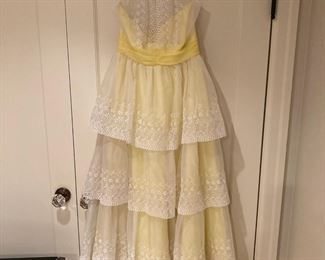 Yellow and White Tulle Lace Dress