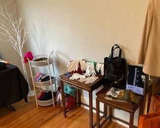 Three Tier Small Round Shelf, Pocket Side Tables, Vintage Gloves