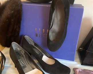 Stuart Weitzman Black Suede Kitten Heels