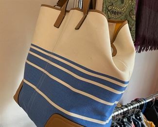 Coach - Blue, White and Brown Tote Bag
