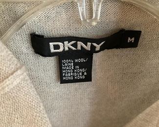 Dkny Cream Blouse with Ruffled Front, 100% Wool