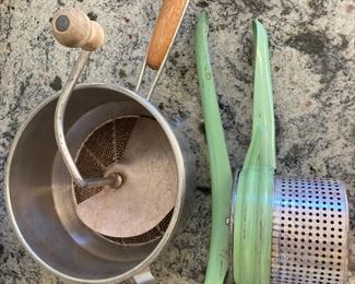 Antique Potato Ricer, Antique Flour Sifter