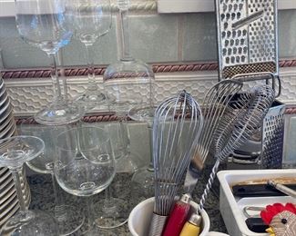 Kitchen Utensils, Wine Glasses, Coffee Mug Monogramed with M