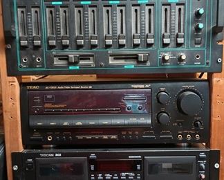 Radio Shack Stereo Mixer-  SSM-1200, Tascam Double Cassette Deck 302, Teac Surround Receiver/Amplifier AG-V8520