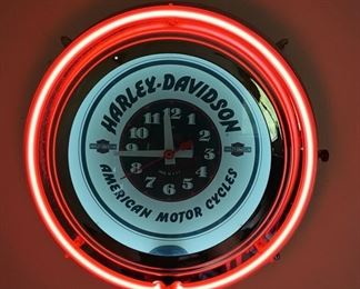 Harley Davidson Double Neon Clock