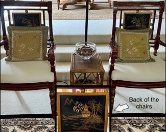 Decorated Asian Style Chairs/Excellent…sold as pair