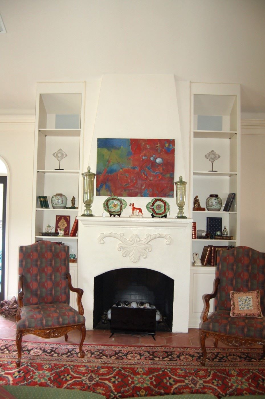 Matching open-arm upholstered chairs