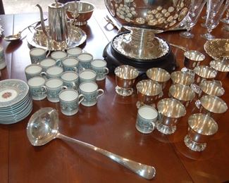 Silver punch cup and ladle