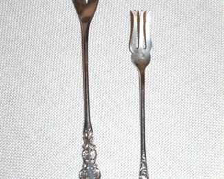 Sterling silver lemon fork and olive spoon