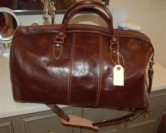 Leather duffel bag
