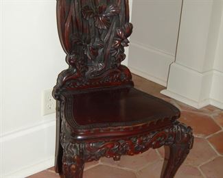 Handcarved wooden chair