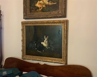 Animal paintings, many linens