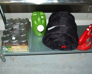 Canning jars, watering can etc.