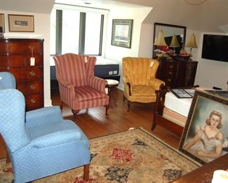 Upholstered wing chairs