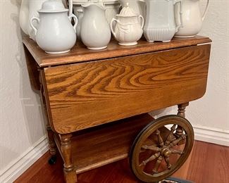 Oak Serving/Tea Cart w/2 Drop Sides