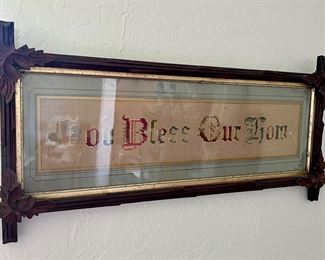 More Antique Framed Hand Done Textiles & Sayings