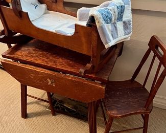 Little Children’s Vintage Furniture…Table & Chairs & Cradle Etc