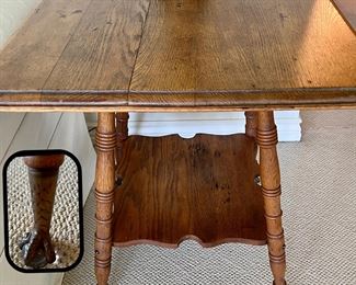 Claw Foot Parlour Table, Early Oak