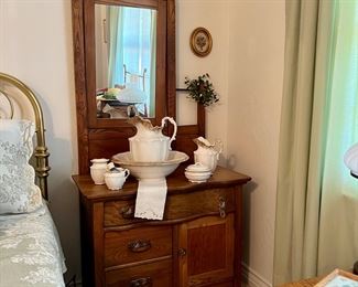 Small Dresser w/mirror….one of several Antique Dressers, Chests & Wash Stands…All Good condition 
Several Wash Stand Sets, Multi Piece