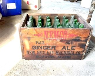 Early NEMCO Ginger Ale Wooden Crate w/ Bottles