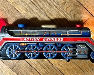 “Action Express” Friction Tin Litho Train w/Sound, Lights