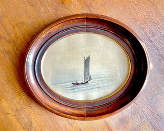 Framed Sailing Ship Painting
