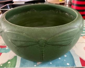 Very Rare Weller Dragonfly Art Pottery Bowl