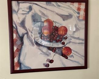Large Signed Watercolor of Fruit