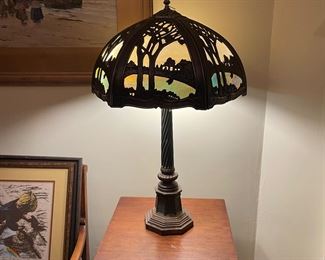 “Artcraft” Slag Glass Antique Lamp