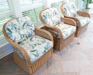 Wicker by Henry Link Rattan Armchairs (Set of 3)
