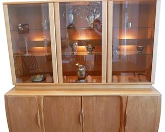 Danish Teak & Glass Lighted Sideboard & Hutch
