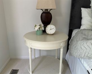 PAINTED SIDE TABLE, LAMP