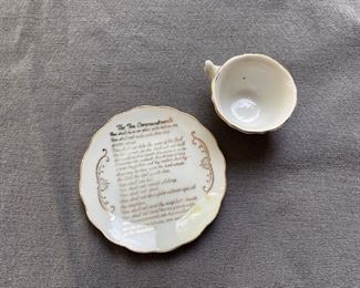 10 commandment cup and saucer- miniature
